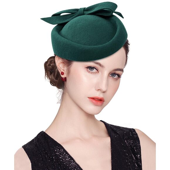 Wool Fascinator Pillbox Hat Winter British Wool Felt Hat For Women 4624